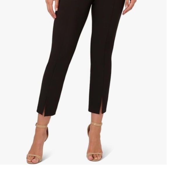 Anthropologie x Adrianna Papell Crop Pants Pull-on Front slit hem Black Sz 4 - Picture 16 of 16